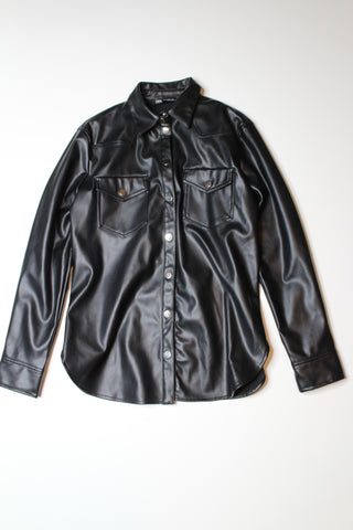 Zara black faux leather button front shirt , size xs (loose fit) (price reduced: was $25)