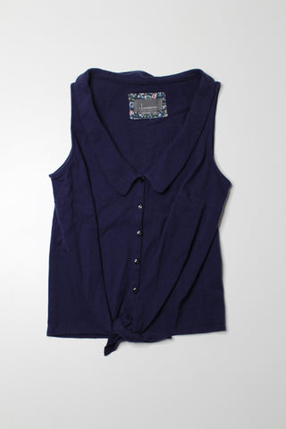 Anthropologie navy sleeveless cropped tie front top, size xs (price reduced: was $25)