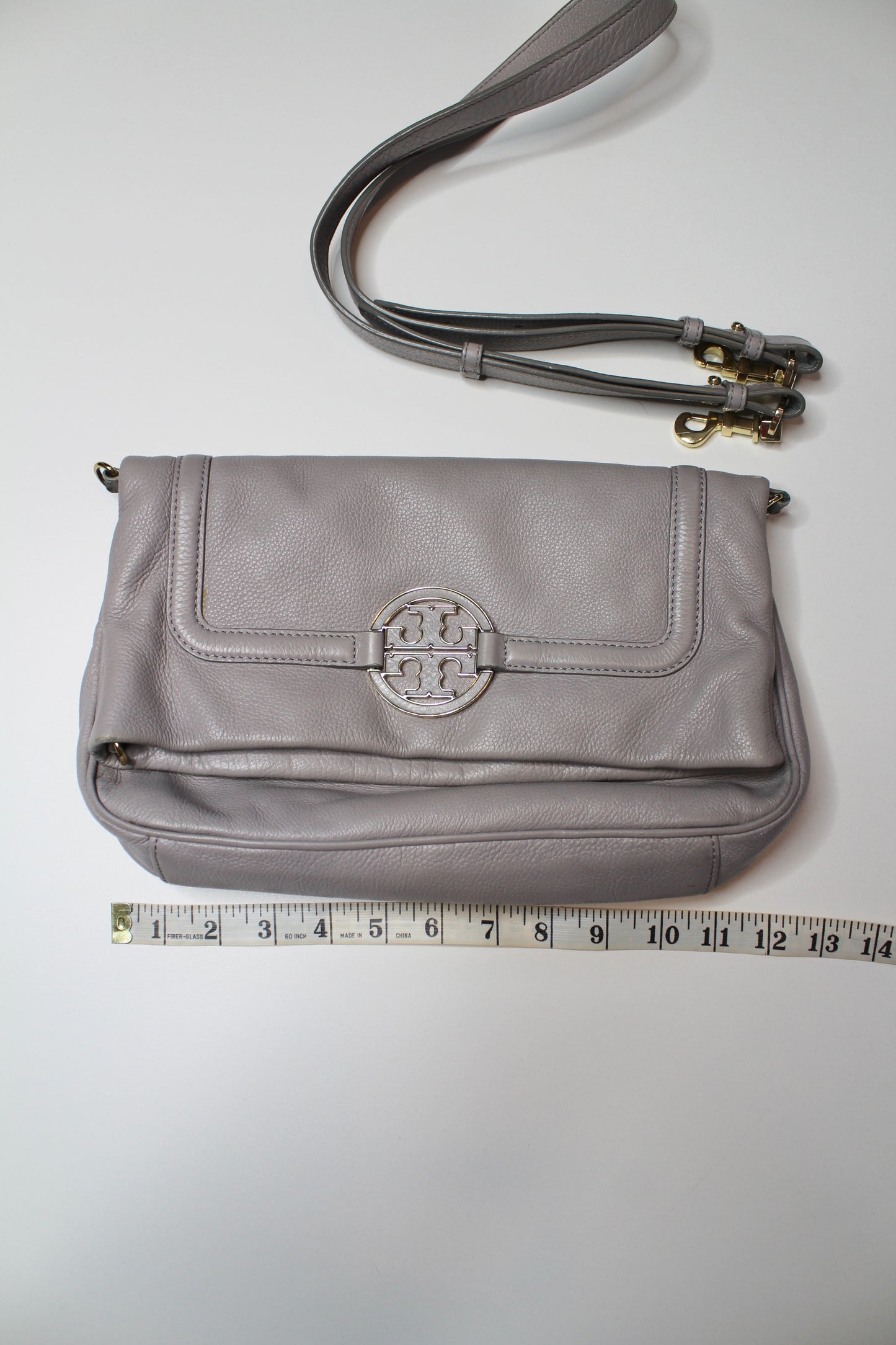 Tory Burch grey amanda fold over crossbody