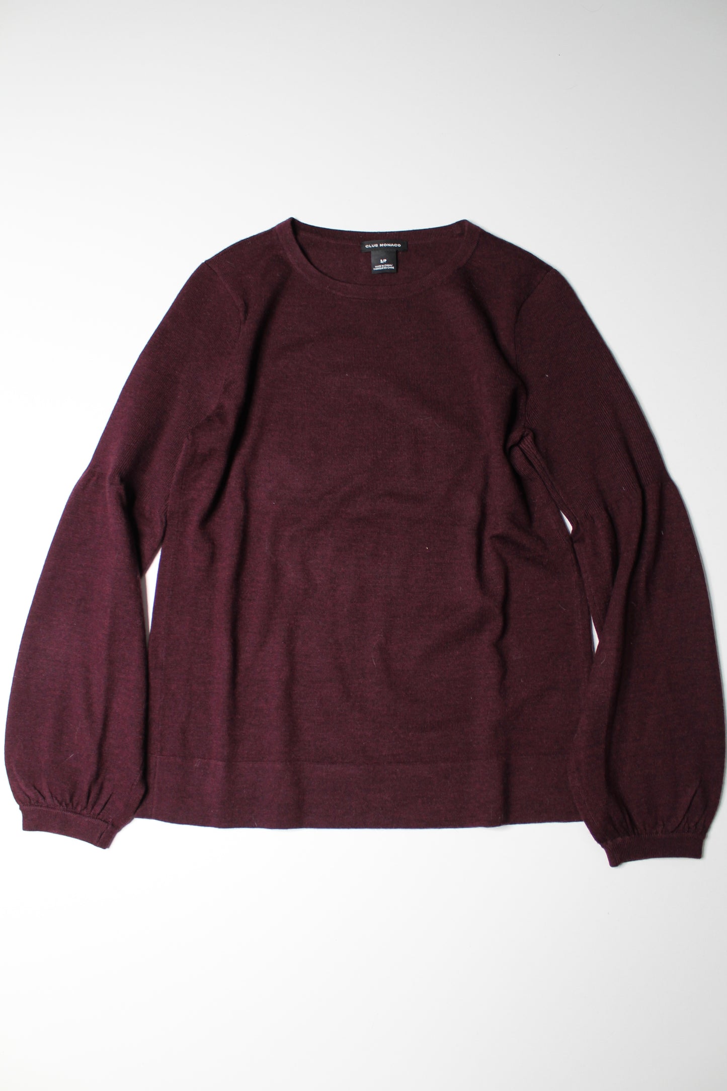 Club Monaco maroon balloon sleeve wool sweater, size small (30% off in cart)