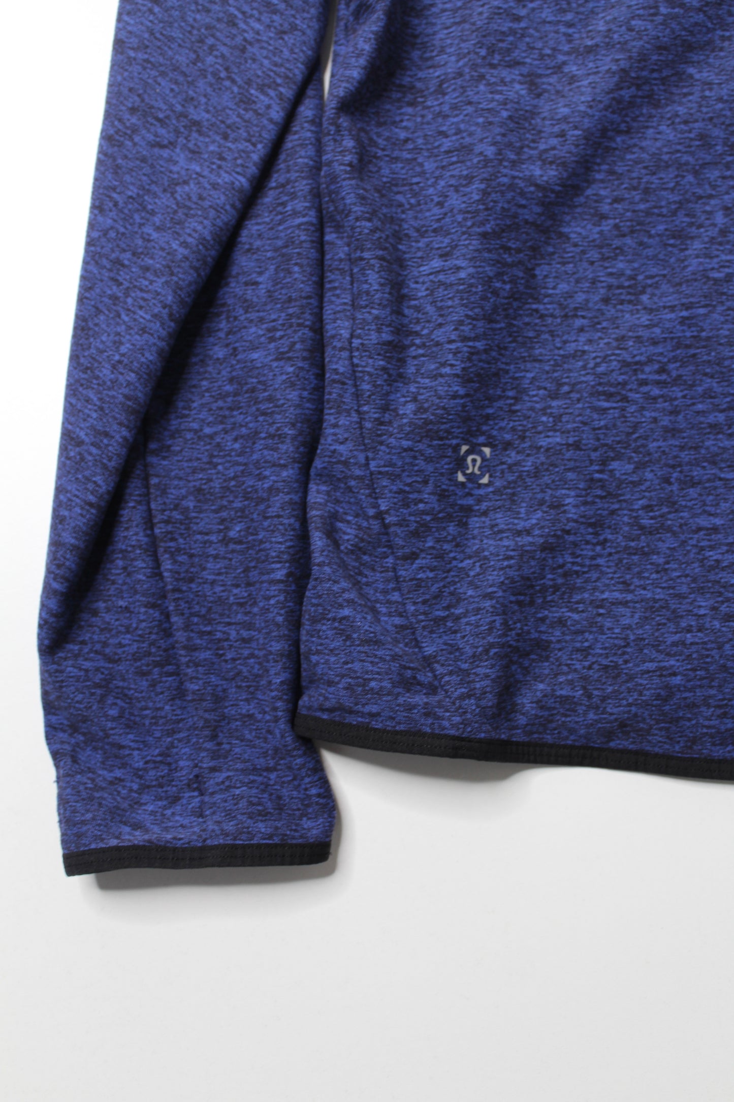 Mens lulu heathered blue/black run zip up hoodie, size medium (price reduced: was $48)