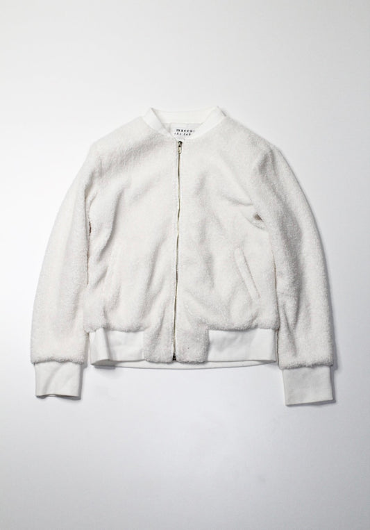 Maccs The Label white teddy bomber jacket, size xs (relaxed fit)