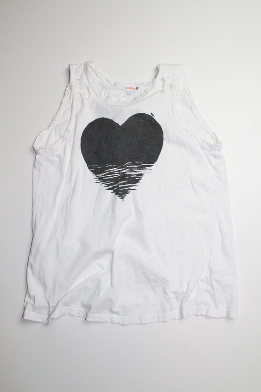 Sundry distressed open back heart tank, size 1 (size small) (loose fit) (price reduced: was $30)