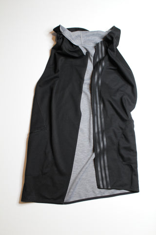 Adidas reversible grey/black sleeveless hooded cardigan, size medium