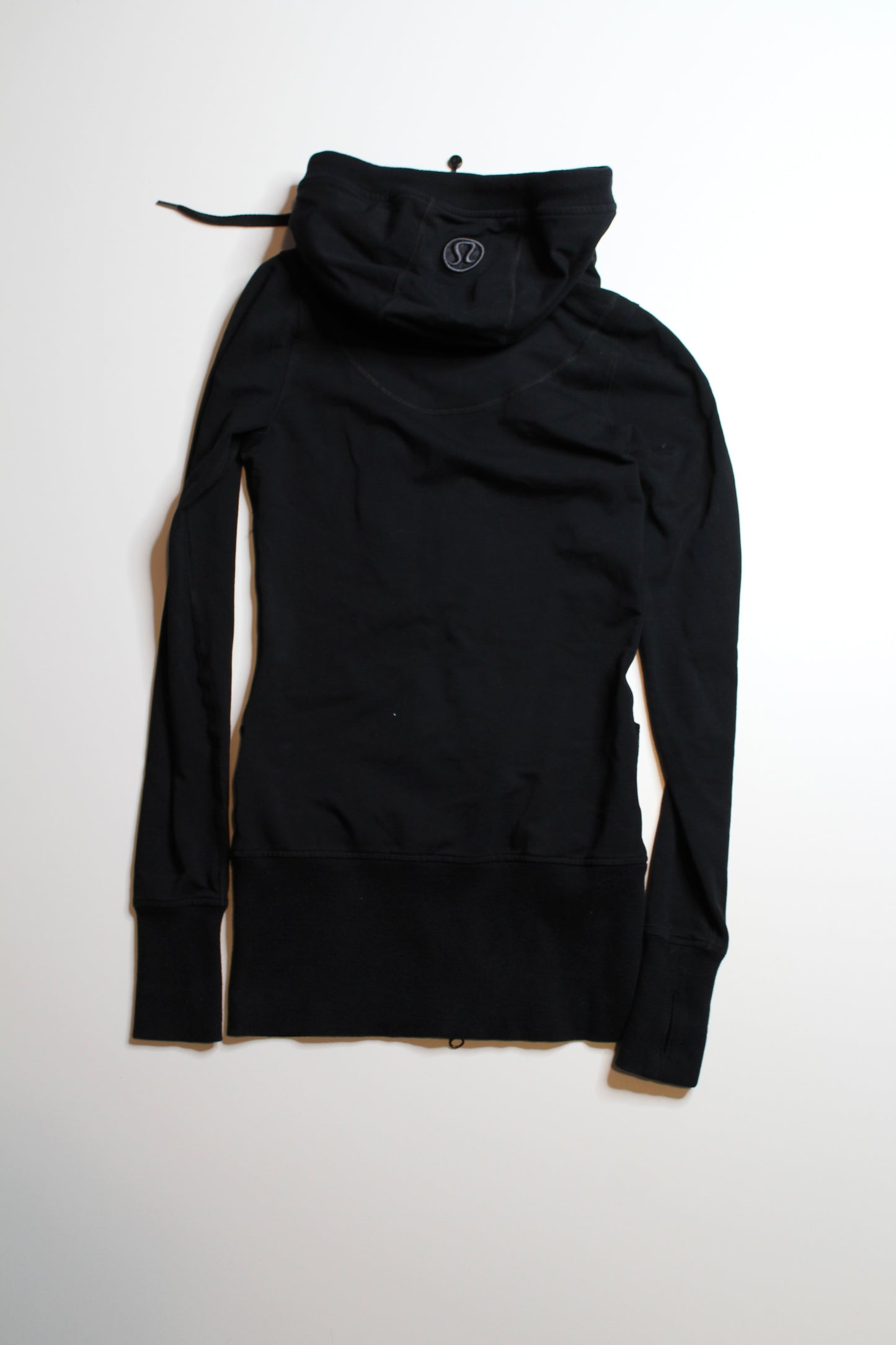 Lululemon black cotton zip up hoodie, size 2