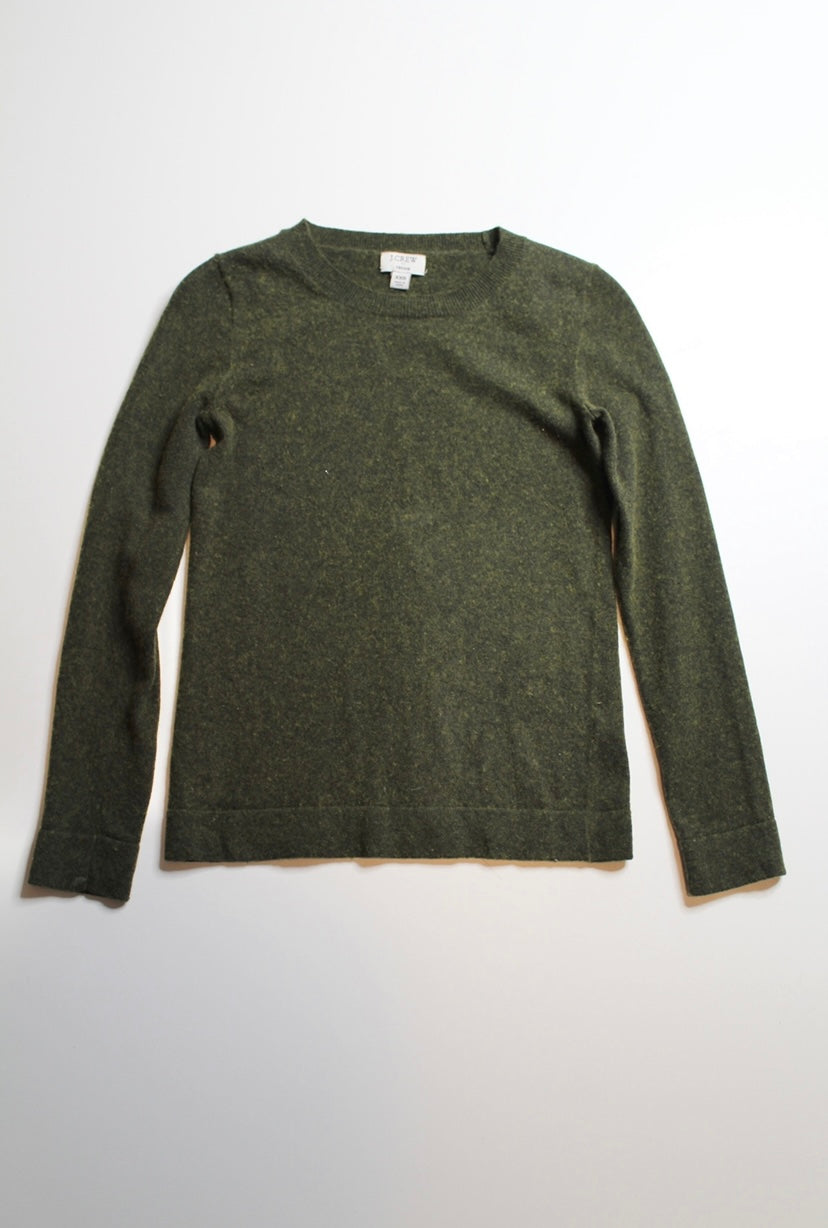 J.CREW olive relaxed fit teddie sweater, size xxs (fits xxs/xs) (price reduced: was $42) (additional 50% off)