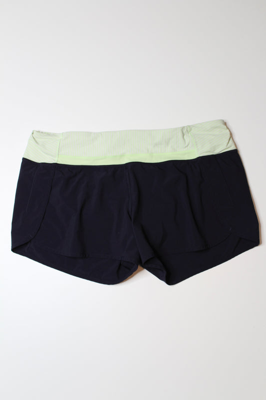 Lululemon midnight navy/neon run times shorts, size 12 (price reduced: was $30)