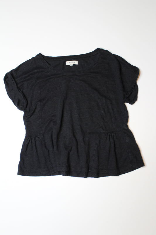 Madewell black peplum t shirt, size xs (relaxed fit)