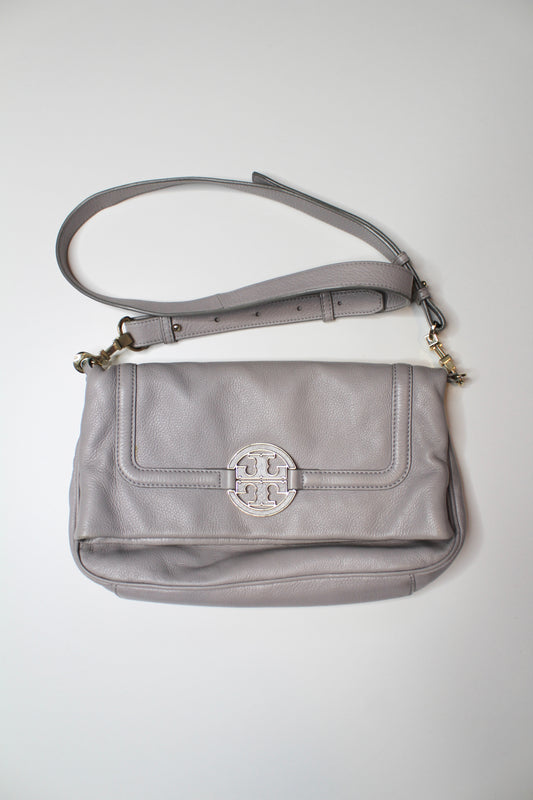 Tory Burch grey amanda fold over crossbody