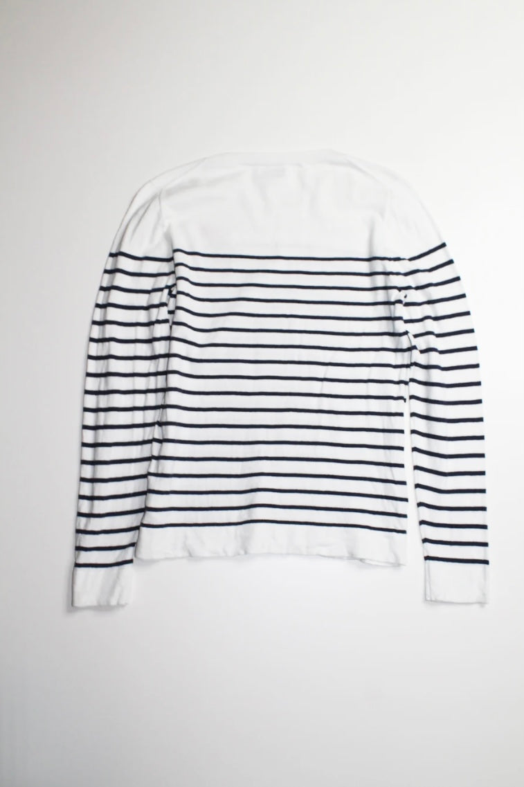 J.CREW white/navy striped teddie hearts sweater, size medium (price reduced: was $48)