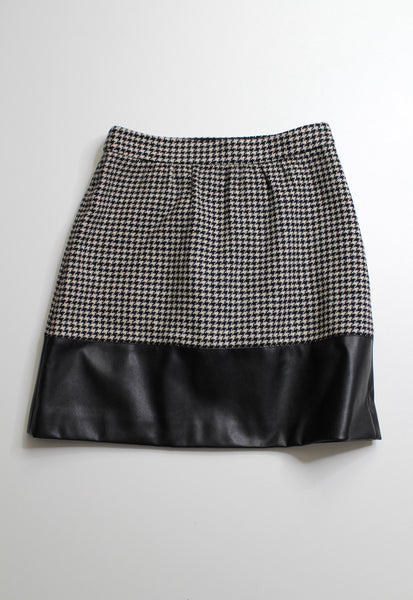 J.CREW black/white high waisted houndstooth faux leather skirt, size 0 (xs)