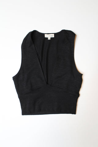 Aritzia wilfred free black valeria cropped deep v tank, size xs