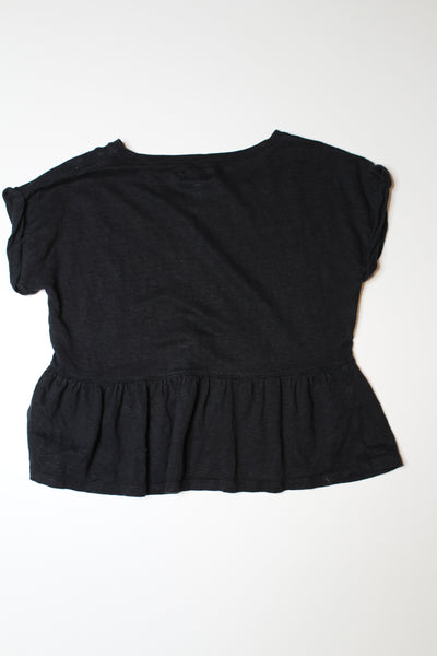 Madewell black peplum t shirt, size xs (relaxed fit)