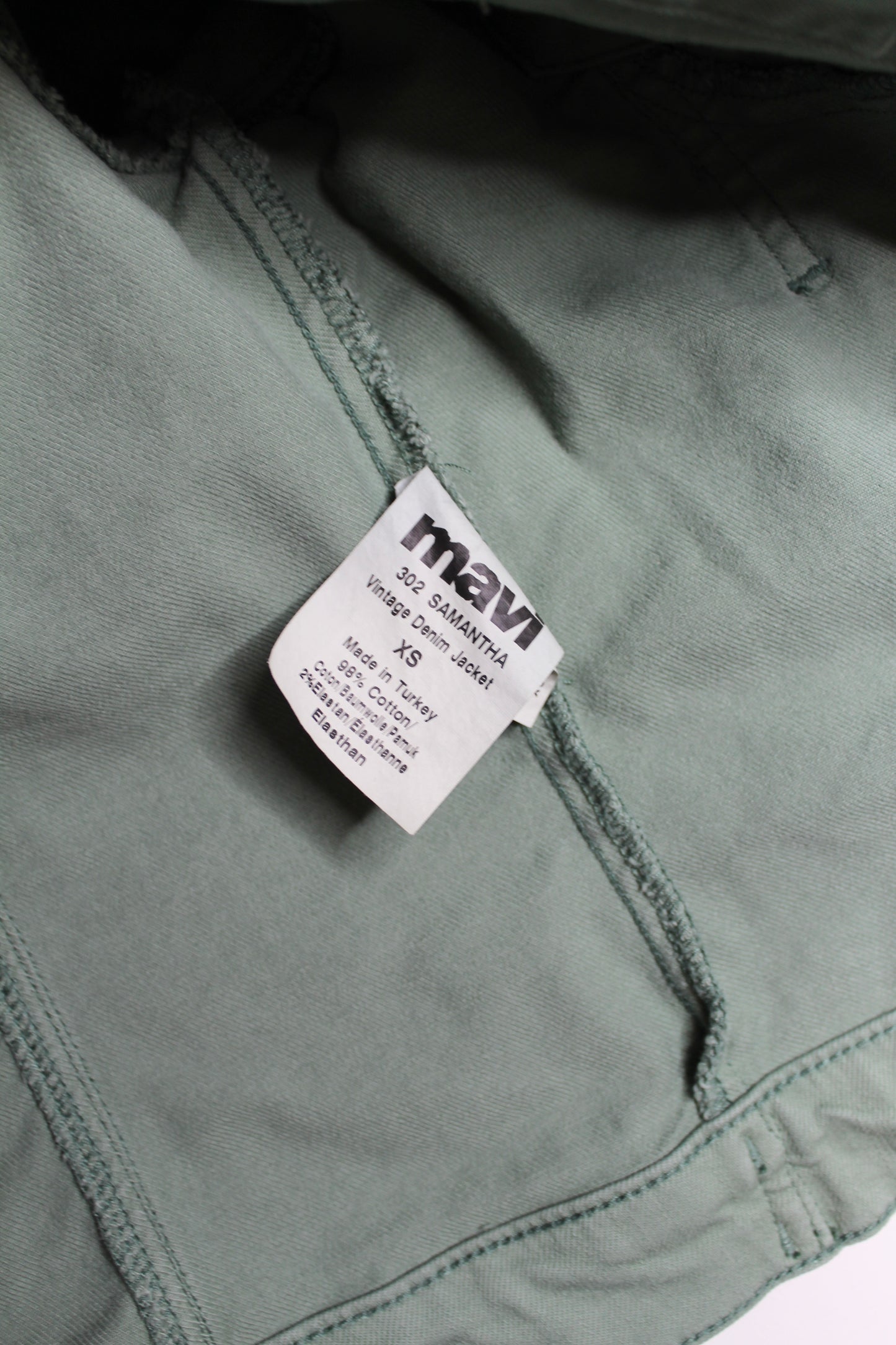 Mavi sage green samantha vintage denim jacket, size xs