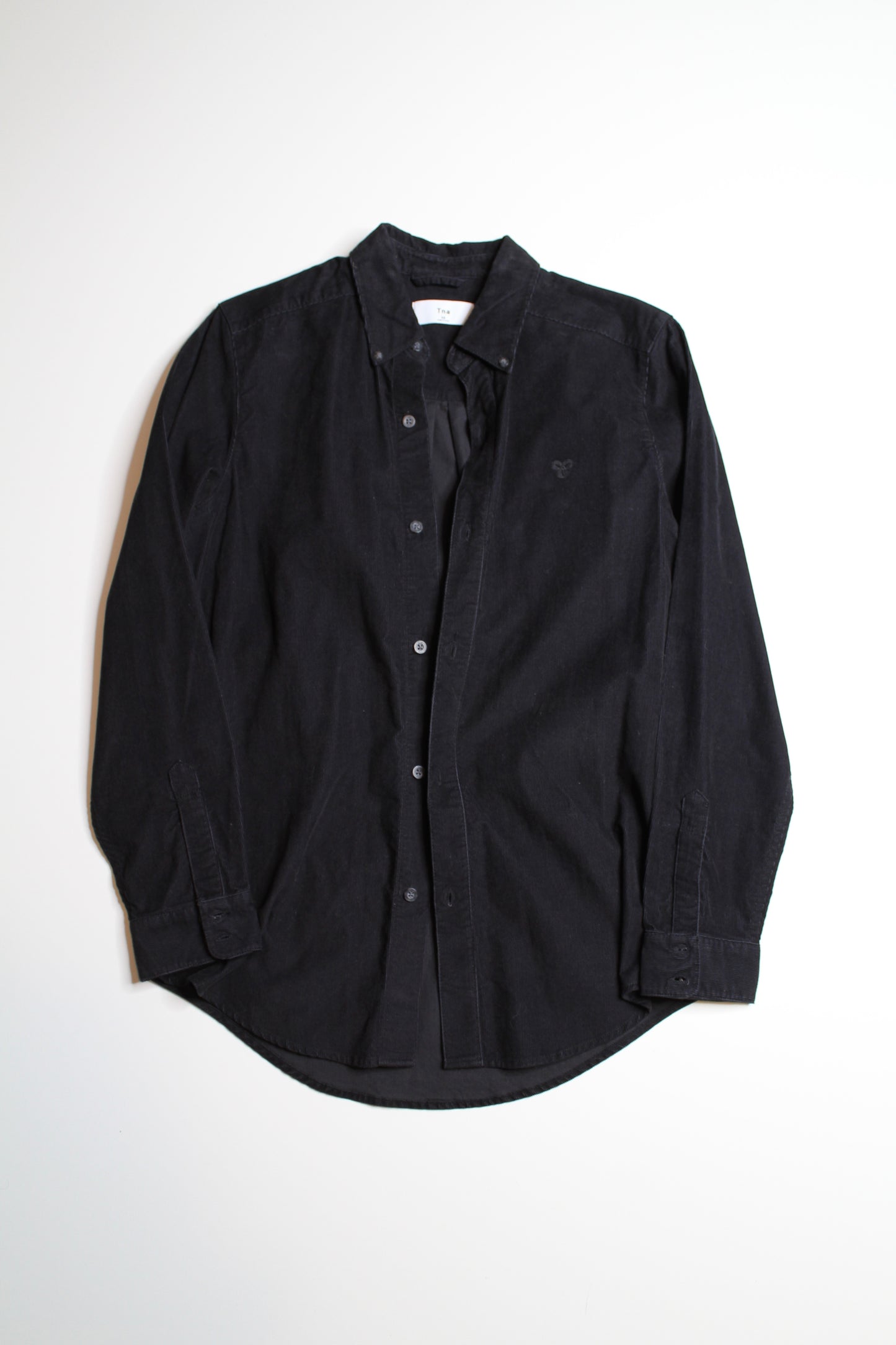 Aritzia TNA black corduroy button up long sleeve, size xs (loose fit) (additional 50% off)