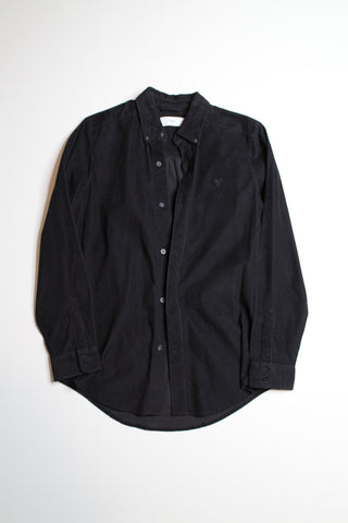 Aritzia TNA black corduroy button up long sleeve, size xs (loose fit) (additional 10% off)