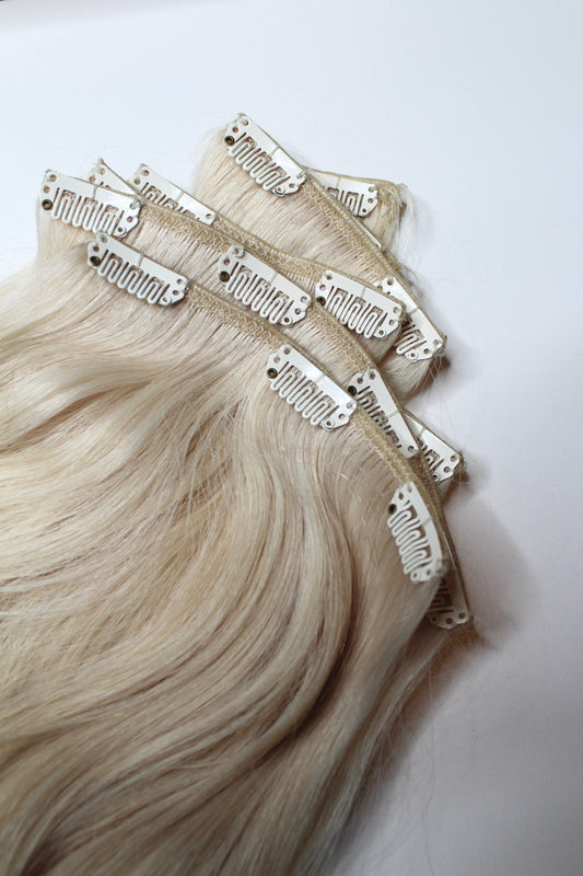 Philocaly ‘champagne kiss’ blonde custom length 22” human hair hair extensions (worn 2x) (additional 50% off)