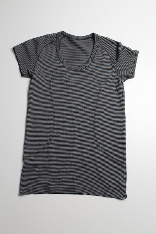 Lululemon black white stripe swiftly tech short sleeve, size 8 (price reduced: was $25)