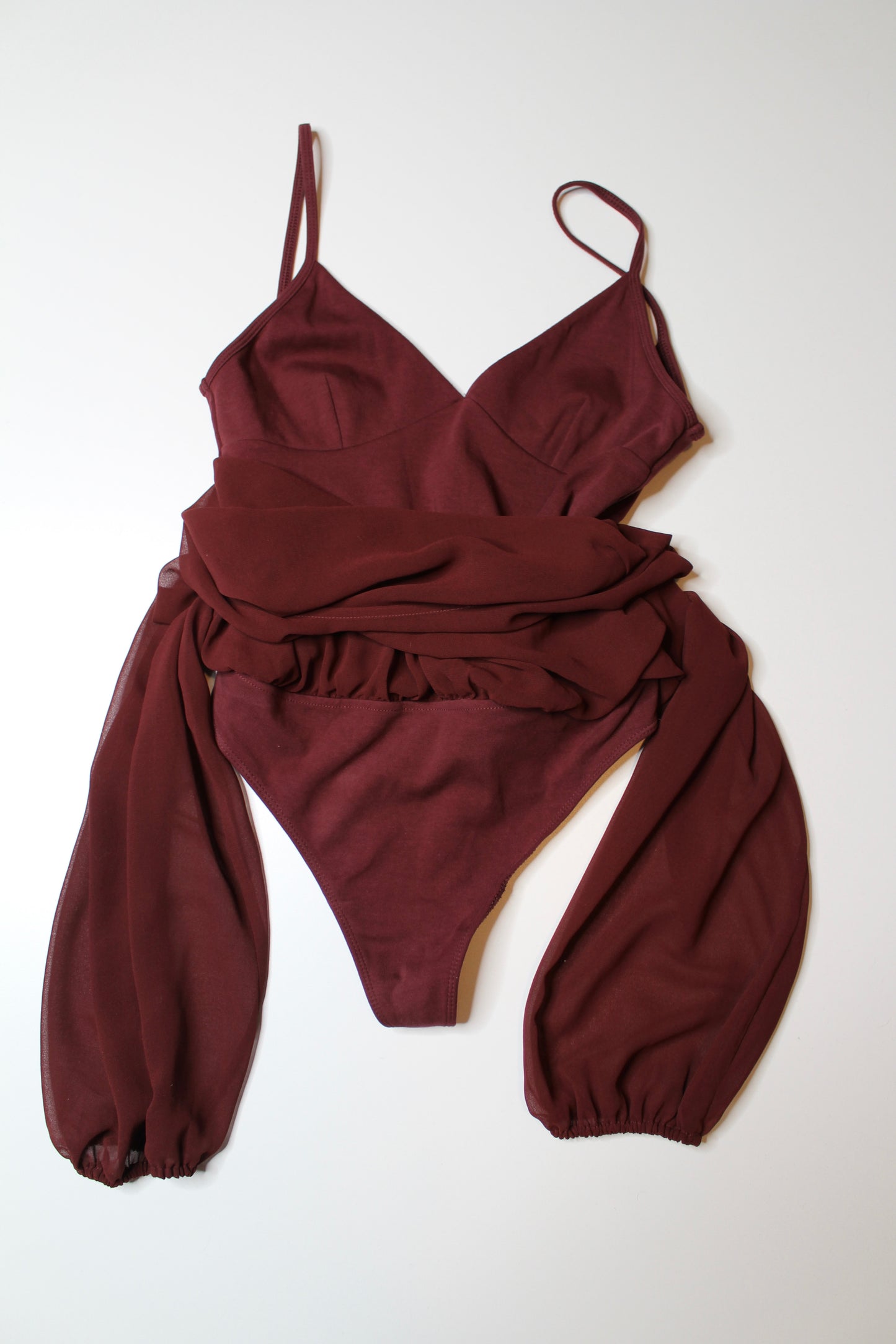 Aritzia wilfred deep maroon talmont bodysuit blouse, size medium