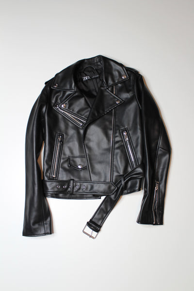 Zara faux leather biker jacket, size xs (relaxed fit)