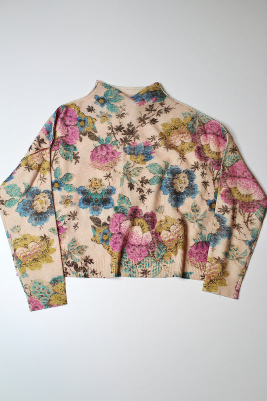 Anthropologie Pilcro alani floral mock neck sweater, size xs (oversized fit)