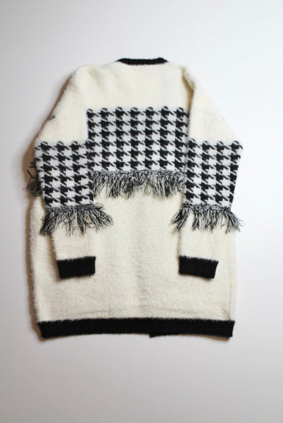 Esqualo cream/black fuzzy cardigan, size medium (additional 50% off)