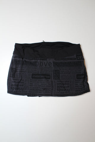 Lululemon classic manifesto deep coal black/black pace setter skirt, size 10 *regular (price reduced: was $30)