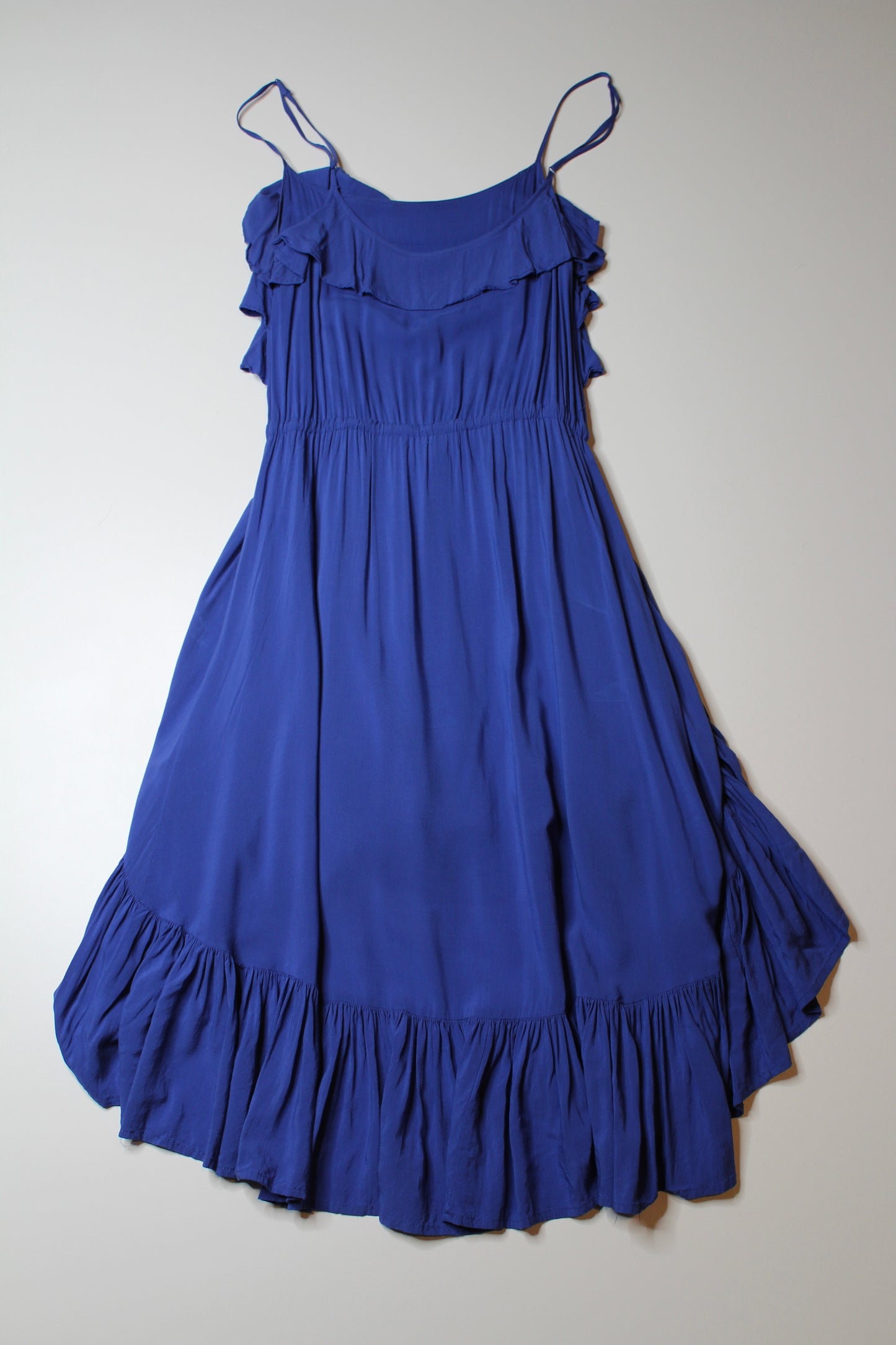 Bardot blue tiered ruffle hi low dress, size 6 (additional 20% off)