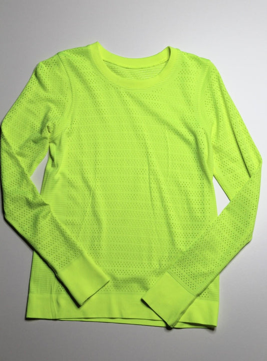 Lululemon highlight yellow ‘swiftly breeze’ long sleeve, size 4 (relaxed fit)