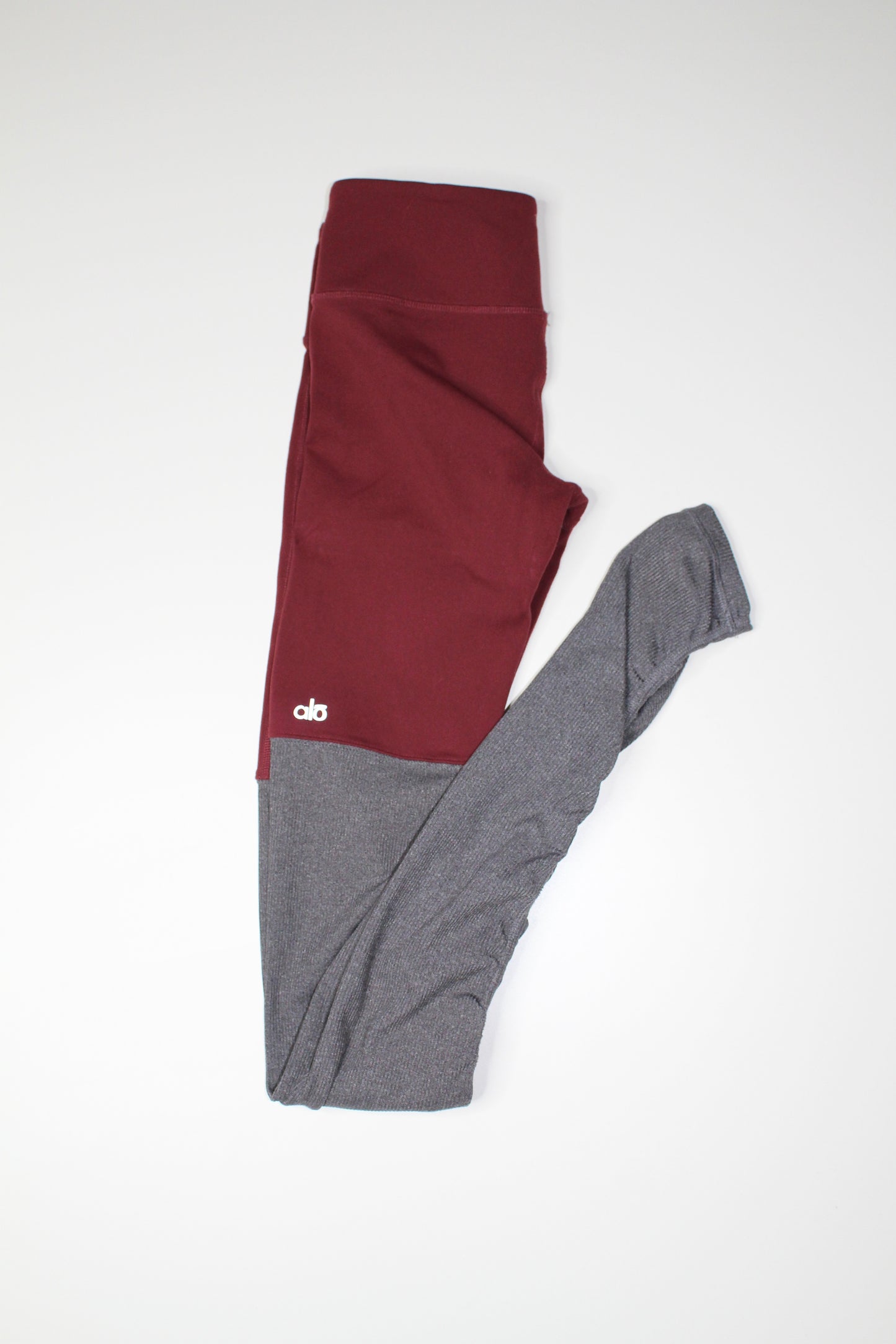 Alo Yoga wine/grey goddess leggings, size small 