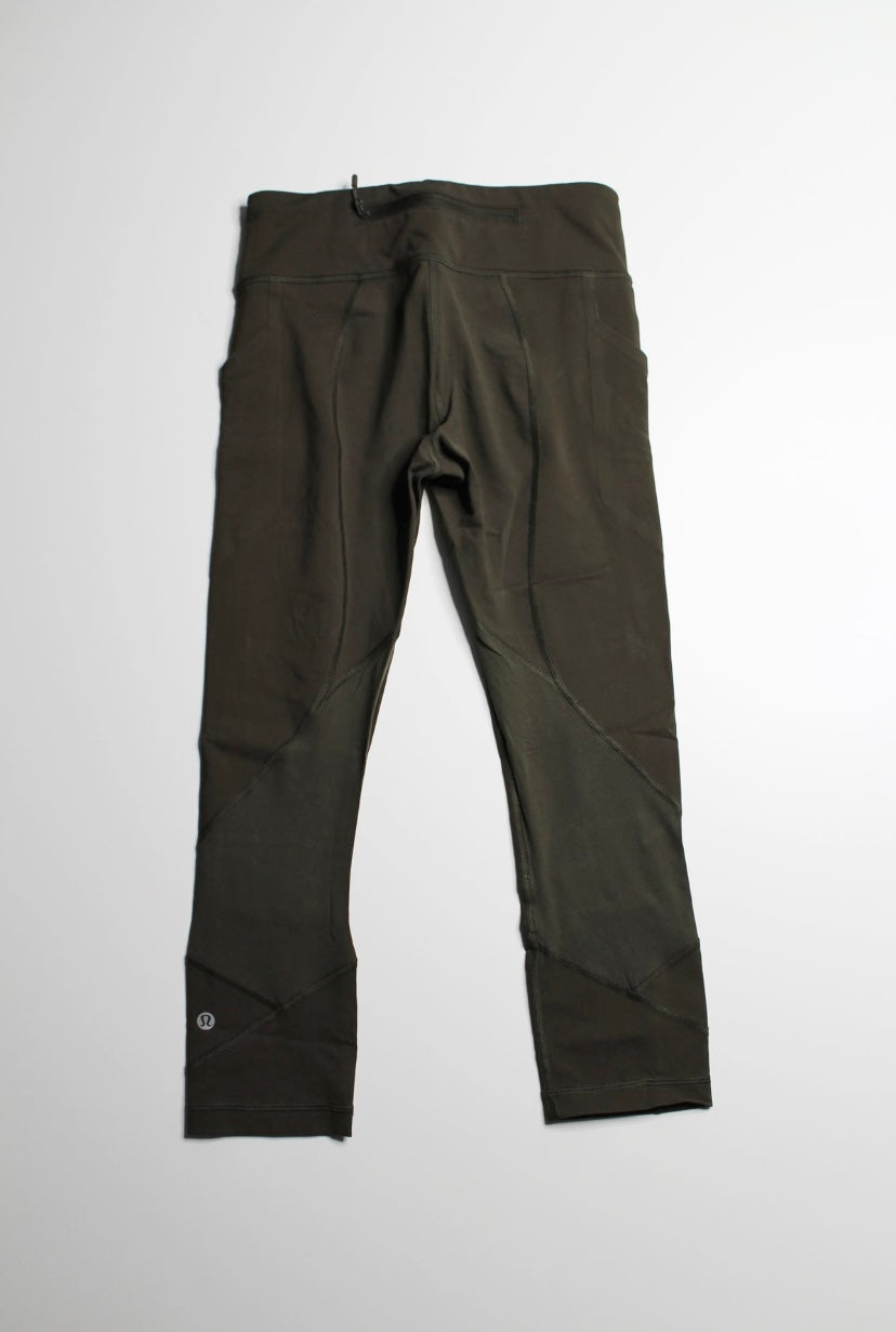 Lululemon dark olive ‘pace rival’ crop, size 4