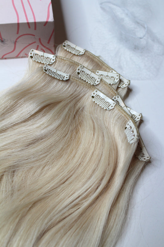 Philocaly ‘champagne kiss’ blonde custom length 22” hair extensions *worn 2x (additional 50% off)