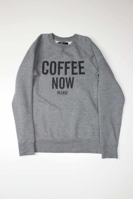 Brunette The Label grey 'COFFEE NOW PLEASE' sweater, size xs/s