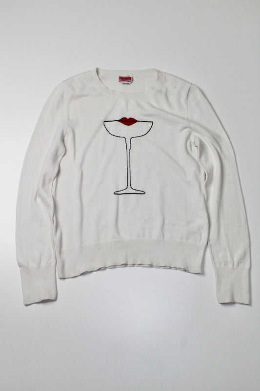 Kate Spade cream martini kiss sweater, size large (price reduced: was $68) (additional 50% off)