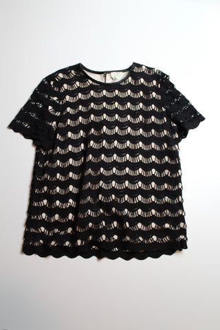 Kate Spade black lace overlay short sleeve blouse, size 12 (additional 50% off)