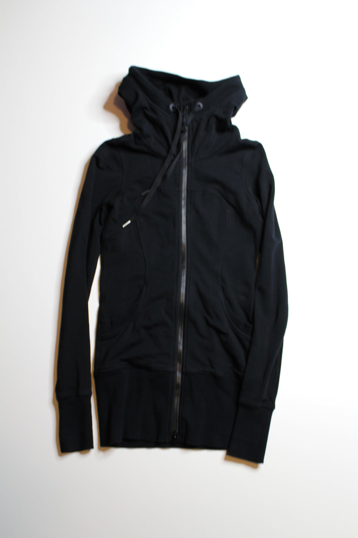 Lululemon black cotton zip up hoodie, size 2