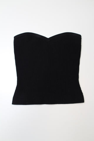 Aritzia black babaton ribbed sculpt knit sweetheart cropped top, size xxs