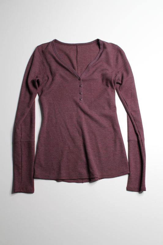 Lululemon heathered arctic plum close call henley long sleeve, size small