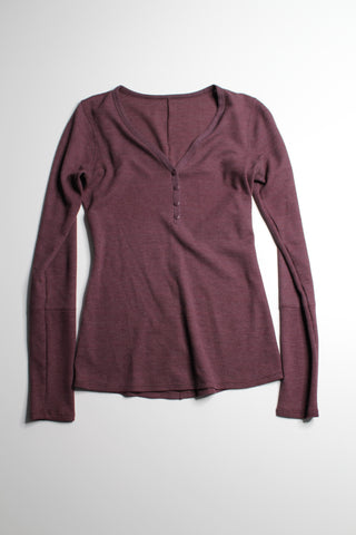 Lululemon heathered arctic plum close call henley long sleeve, size small