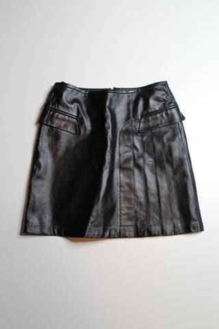 Marc Aurel black leather pleated skirt, size 40 (medium)
