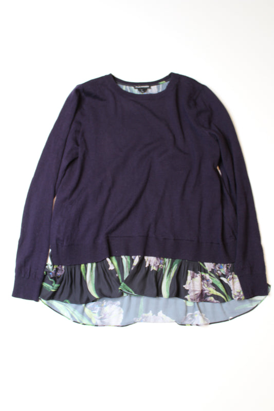 Club Monaco purple pleated sweater, size small (loose fit) *flaw