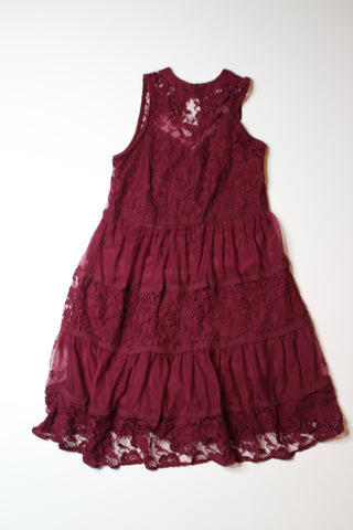 Rebellion deep red wine boho lace dress, size small