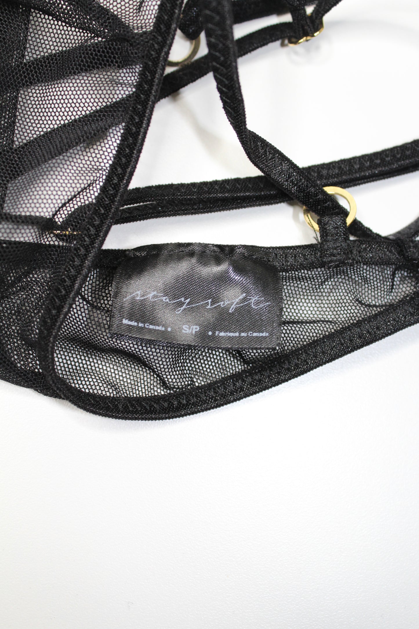 Stay Soft black sheer bralette, size small *new without tags