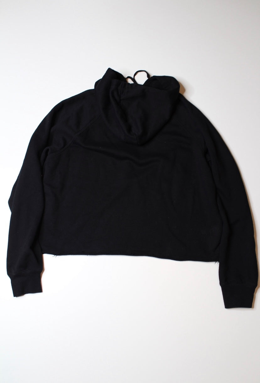 Brunette the label black cropped ‘BLONDE’ hoodie, size M/L (price reduced: was $36)