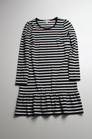 Michael Kors black white striped peplum dress, size medium 