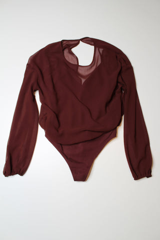 Aritzia wilfred deep maroon talmont bodysuit blouse, size medium